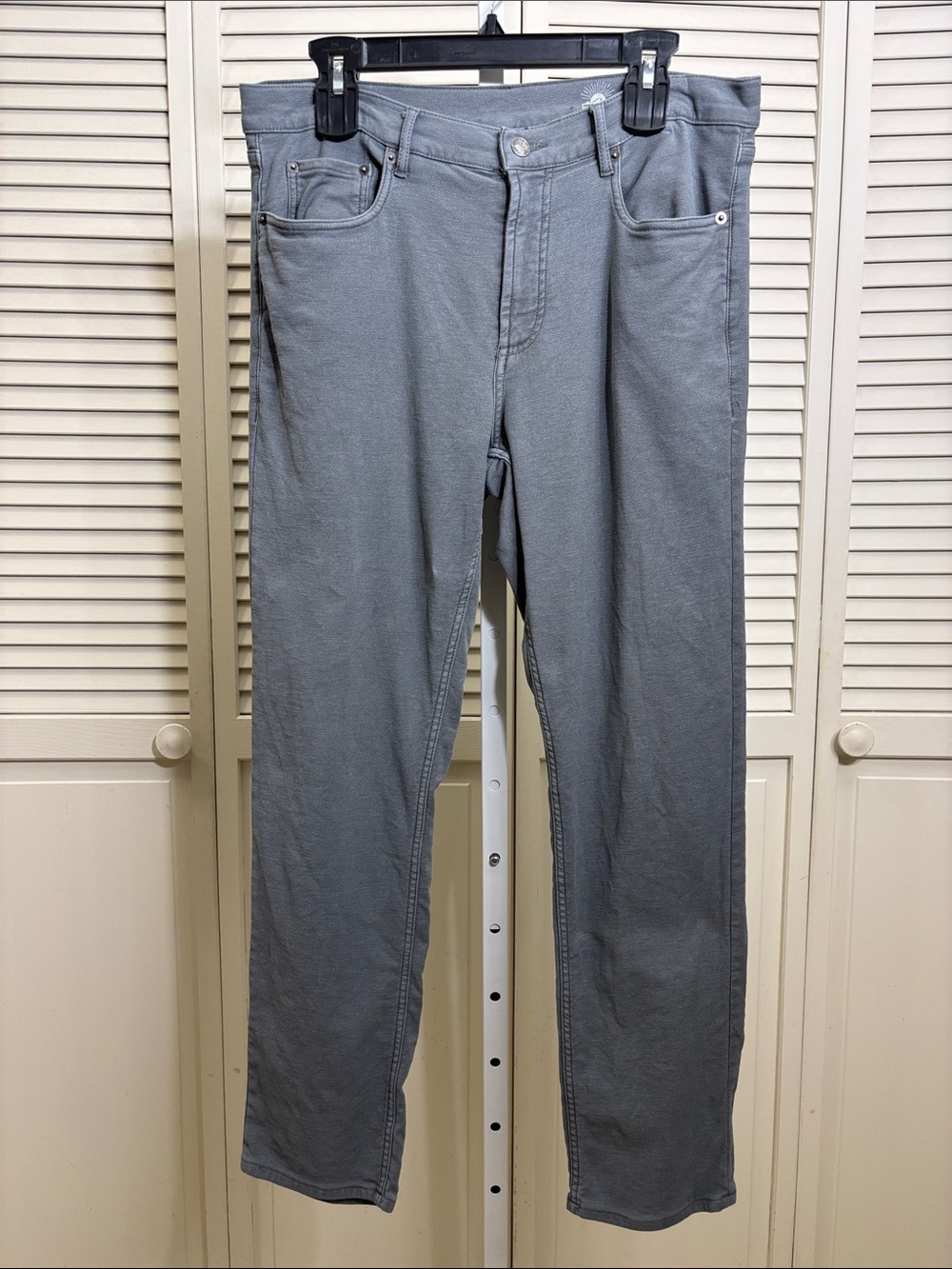 Faherty Stretch Terry 5-Pocket Athletic Fit Pant Gray Size 32 x 30